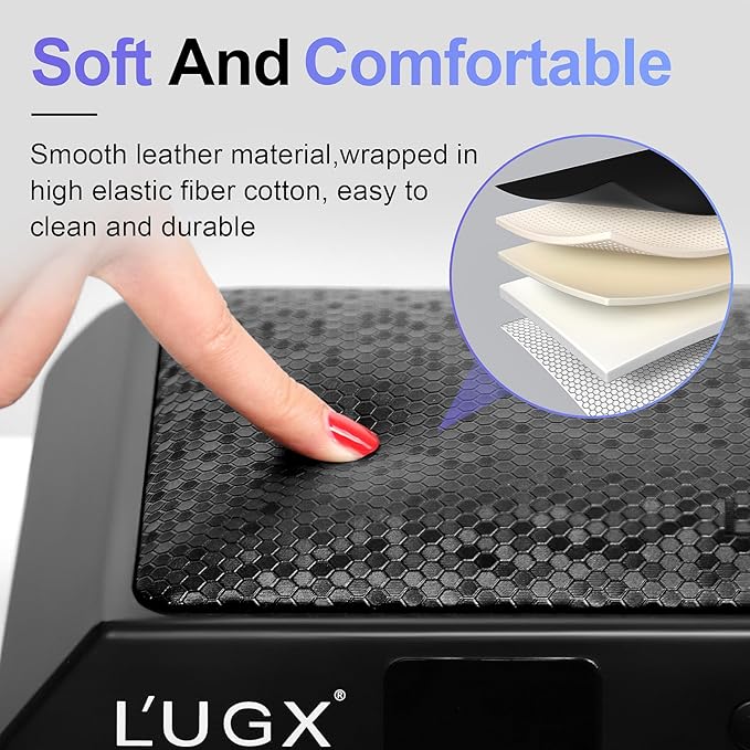 L'UGX Professional Nail Lamp for Gel Polish Dryer 72W LED UV Nail Lights with Arm Rest Pillow & Retractable Tray,Perfect for Manicure & Pedicure at Salon & Home Black