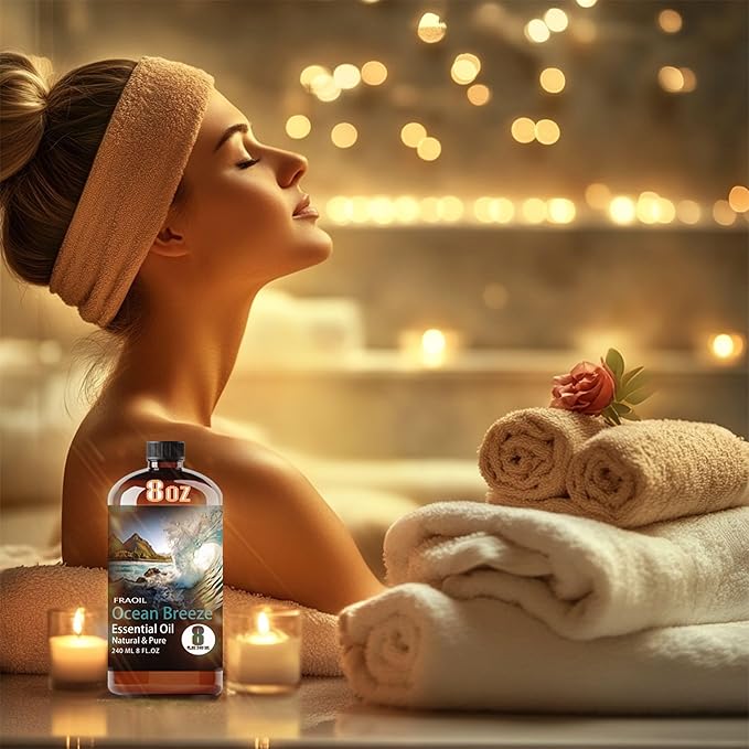 Ocean Breeze Essential Oil, Ocean Breeze Oil 8 Fl Oz 240ML for Diffuser Humidifier Yoga Cleaning DIY Candle Soap Making Perfume Gift for Women Fragrance Oils