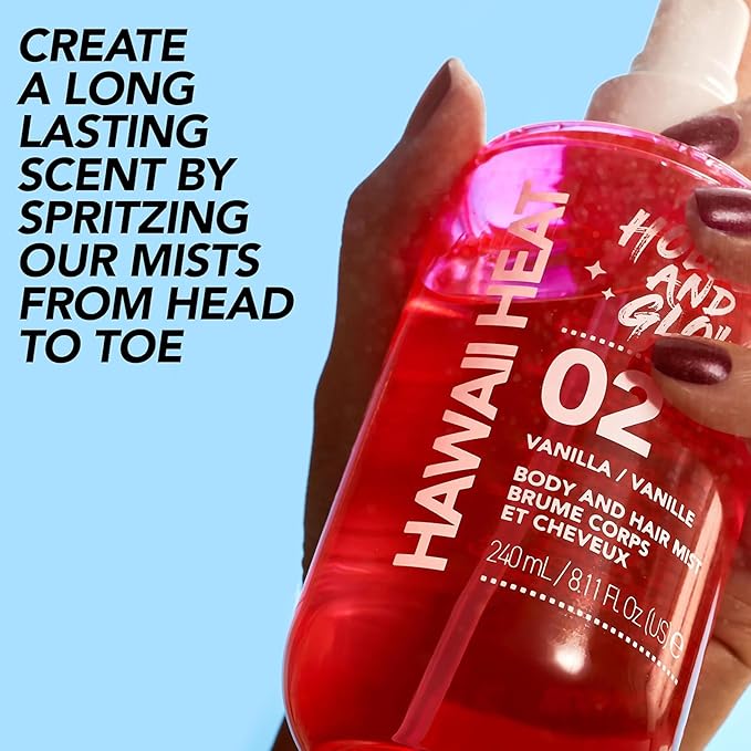 HOLLER AND GLOW Bondi Blush Pink Dragonfruit Body & Hair Mist, Body Spray For Women, Hair Perfume For Women, Jasmine, Amber Scented, Floral & Tropical Fragrance Notes, 8.11 Fl Oz