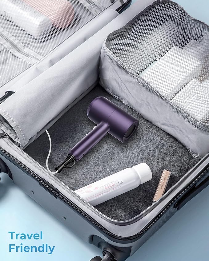 SHRATE Lightweight Ionic Hair Dryer with Diffuser - Powerful 1800W Blow Dryer for Fast Drying - Professional Low Noise Mini Hair Dryer for Travel, Gifts, Hair Styling