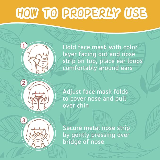 akgk 100Pcs Kids Disposable Face Mask Protective Childrens Black Safety Masks