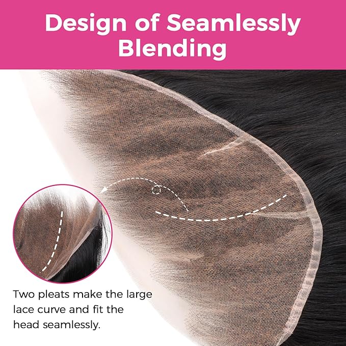 Lashey 13x6 SKINLIKE HD Lace Frontal Human Hair Straight, 0.10mm Ultra-Thin Invisible Melted Swiss Real HD Lace Pre Bleached Knots Pre Plucked Hairline Human Hair 22 Inch