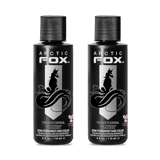 Arctic Fox Semi-Permanent Hair Dye, Vegan & Cruelty-Free, Conditioning, Ammonia-Free, Peroxide-Free, Jet Black Color, Transylvania, 4 Fl Oz (Pack of 2)