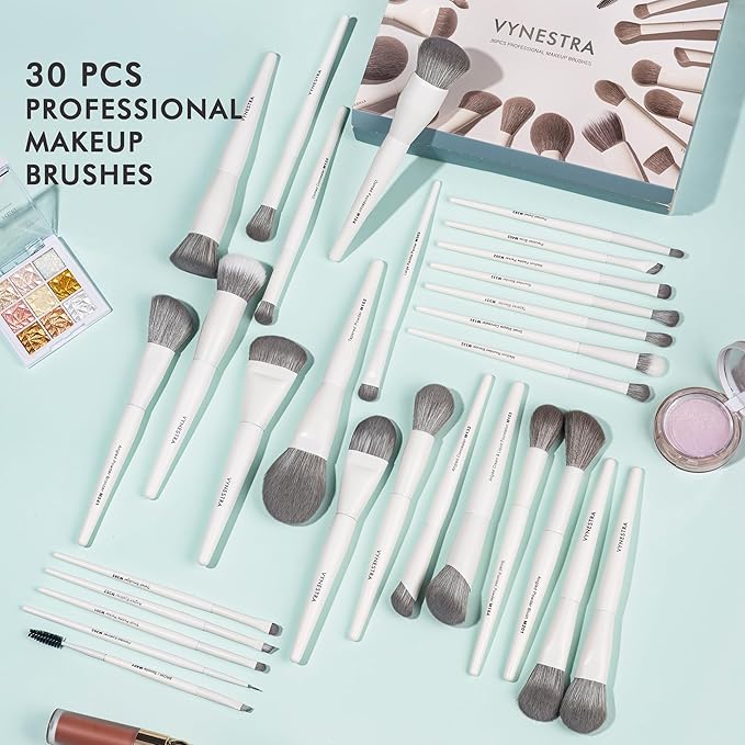 30 Pcs Pro Grade Makeup Brushes Set with Dense Ultra Soft Bristle,Elegant Design Luxury Make up Brushes for Foundation,Face Blending Powder, Contour, Bronzer,Highlight, Concealer, Eyeshadow