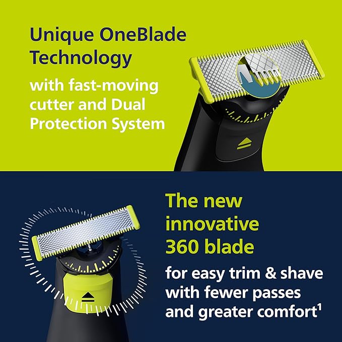 Norelco Philips OneBlade 360 Pro Face + Body, Hybrid Electric Beard Trimmer, Shaver and Bodygroomer, with 360 Blade Technology, Model QP6552/90