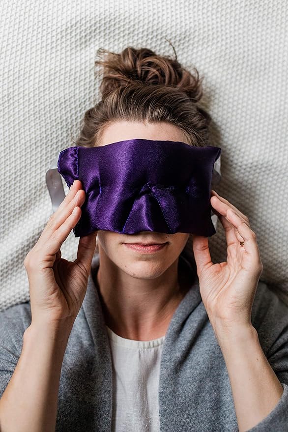 Victoria's Lavender Aromatherapy Eye Mask - Soothing Lavender Eye Mask for Hot & Cold Relief, Weighted Design, Silk Mask, Made in The USA with Lavender Pillow & Linen Spray (8 oz) - (Set of 2)