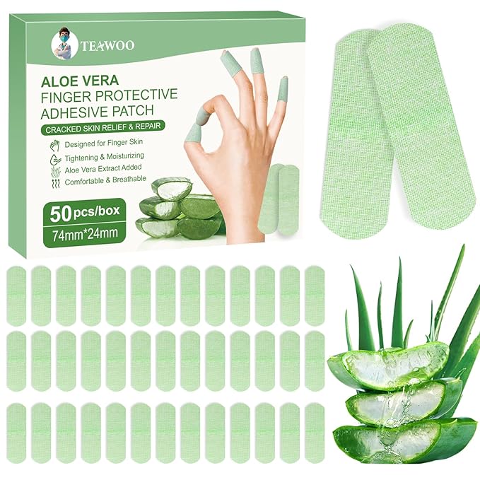 50PCS Aloe Vera Cracked Hands Treatment Patches, Dry Cracked Hands Repair Bandage