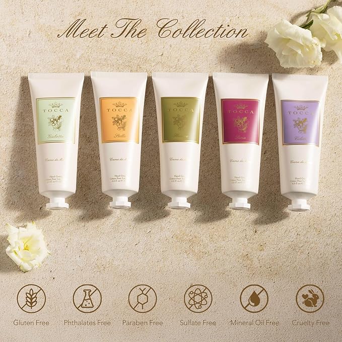 Tocca Crema de Mano Luxe, Lucia Hand Cream, 4 oz - Fresh Floral, Italian Lemon, Fig and Vetiver - Moisturizing, Quick Absorbing