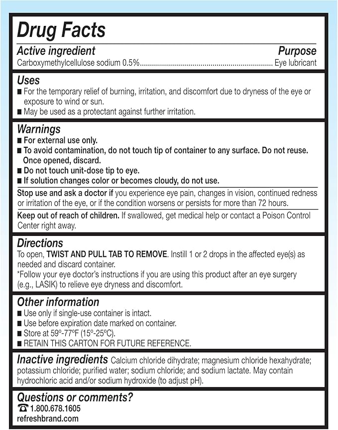 Refresh Plus Lubricant Eye Drops, Preservative Free, Single Use Containers, 30 Count