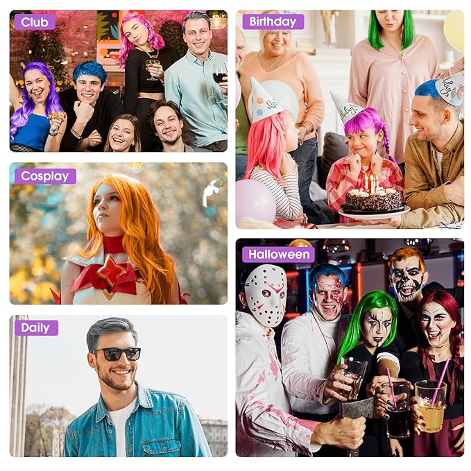 Temporary Hair Color Chalk for Kids, Hair Wax Color for 4 5 6 7 8 9 Year Old Girl Gifts, Hair Color Dye for Birthday, Party, Cosplay DIY, Halloween, Christmas(6, Gray Purple Red Blue Green Orange)