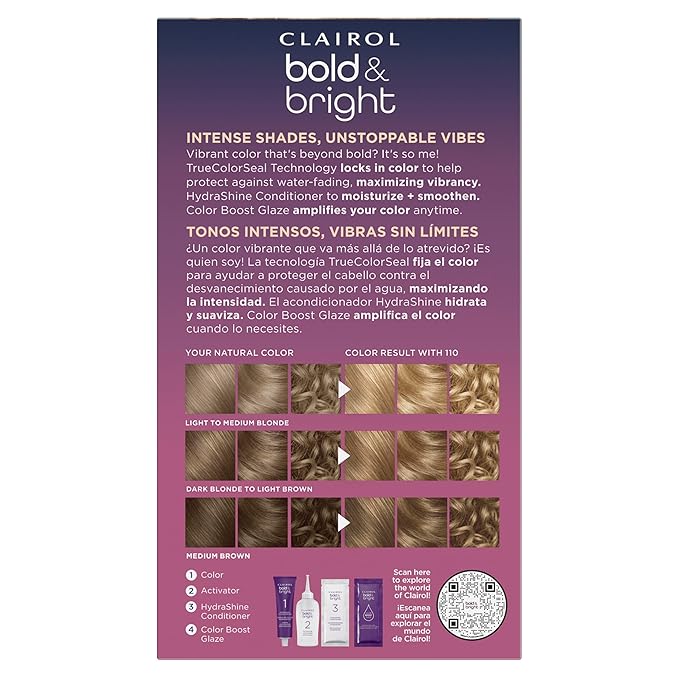 Clairol Bold & Bright Permanent Hair Dye, 110 Piña Colada Hair Color, Pack of 1
