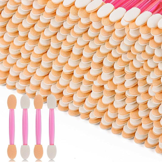 1000 Eye Shadow Applicator Disposable Foam Makeup Brush Sponge Tipped Oval Eyeshadow Applicators Dual Sides Pink