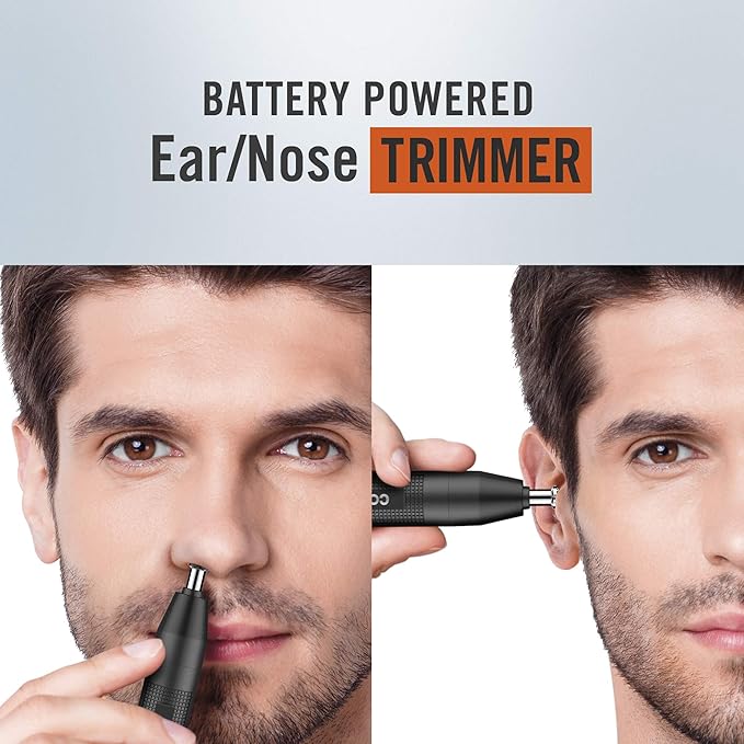 ConairMan Nose Hair Trimmer for Men, For Nose, Ear, and Eyebrows, Patent 360 Bevel Blade for No Pull, No Snag Trimming Experience, Cordless Trimmer 2 piece Set with Detail and Shaver Attachments