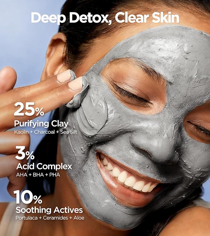 Glow-Boosting Face Masks Skincare Set – Deep Detox Clay Mask for Clear Pores, Blackheads and Excess Oil, Hydrating Overnight Face Mask with 10% Hydrolyzed Collagen – Spa-Like Facial Skin Care at Home