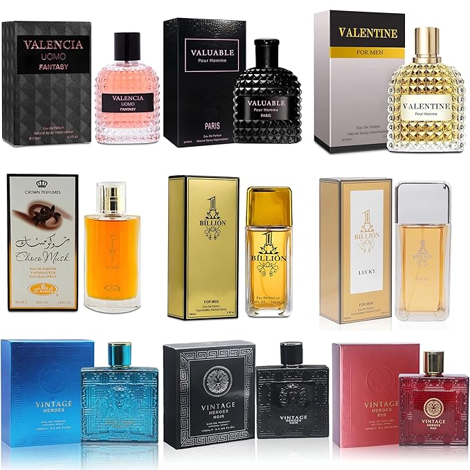 Men's Cologne Sampler Set (100ml Each*9PCS) | Luxury Fragrance Variety Pack for Men | Woodsy, Citrus, Spicy & Fresh Scents | Gift Ready Collection(Combo Set S)