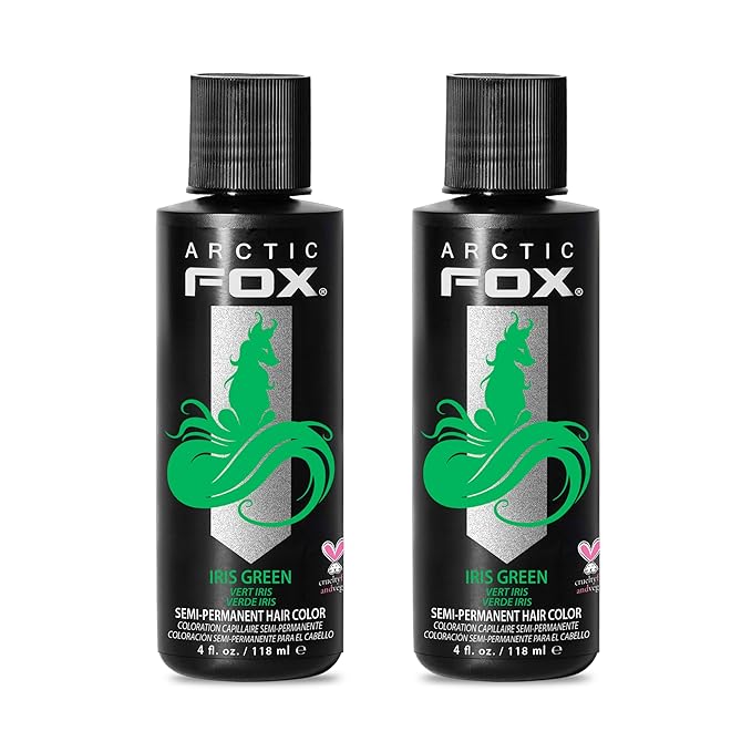 Arctic Fox Semi-Permanent Hair Dye, Vegan & Cruelty-Free, Ammonia-Free, Conditioning, Vibrant Green Color, Iris Green, For All Hair Types, 4 fl oz (Pack of 2)