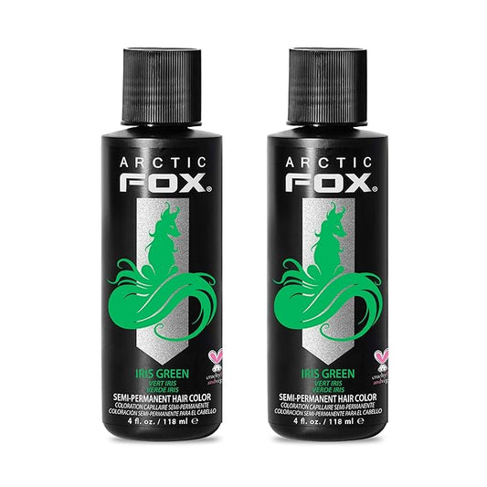 Arctic Fox Semi-Permanent Hair Dye, Vegan & Cruelty-Free, Ammonia-Free, Conditioning, Vibrant Green Color, Iris Green, For All Hair Types, 4 fl oz (Pack of 2)