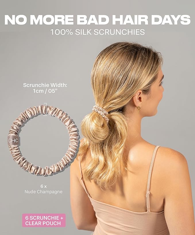 SUNDAYSILKS™ Luxurious Mulberry Silk Scrunchies for Women & Girls | No-Slip, Silky Hair Ties for Natural, Curly, Thin or Thick Hair | Gentle Hold for Ponytails & Sleep | Mini to Large Sizes [1 Pack]