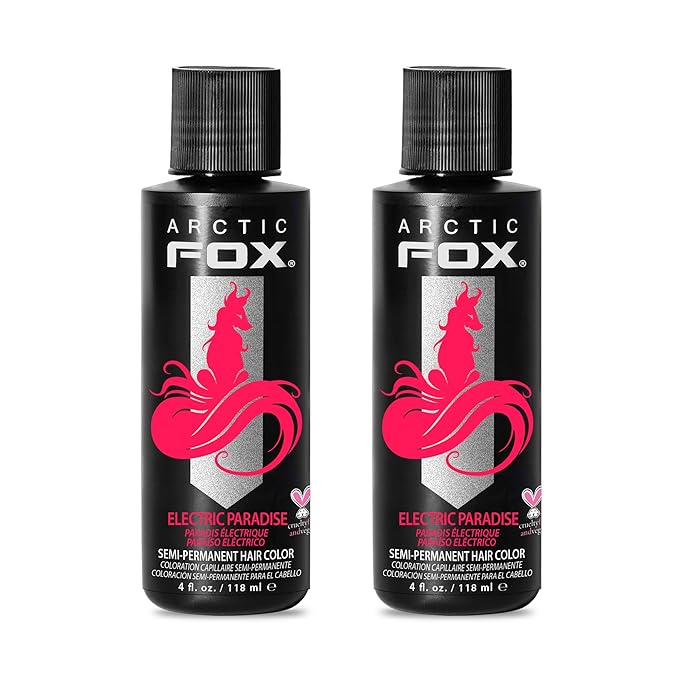 Arctic Fox Semi-Permanent Hair Dye, Vegan & Cruelty-Free, UV Reactive Neon Pink, Electric Paradise, Long Lasting, Conditioning, Ammonia-Free, 4 Fl Oz (Pack of 2)