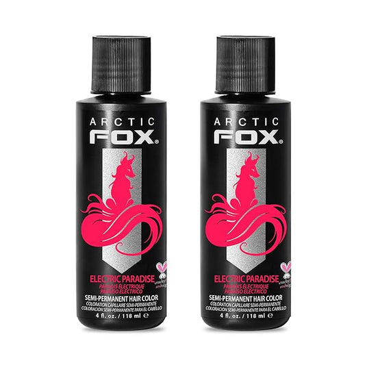 Arctic Fox Semi-Permanent Hair Dye, Vegan & Cruelty-Free, UV Reactive Neon Pink, Electric Paradise, Long Lasting, Conditioning, Ammonia-Free, 4 Fl Oz (Pack of 2)