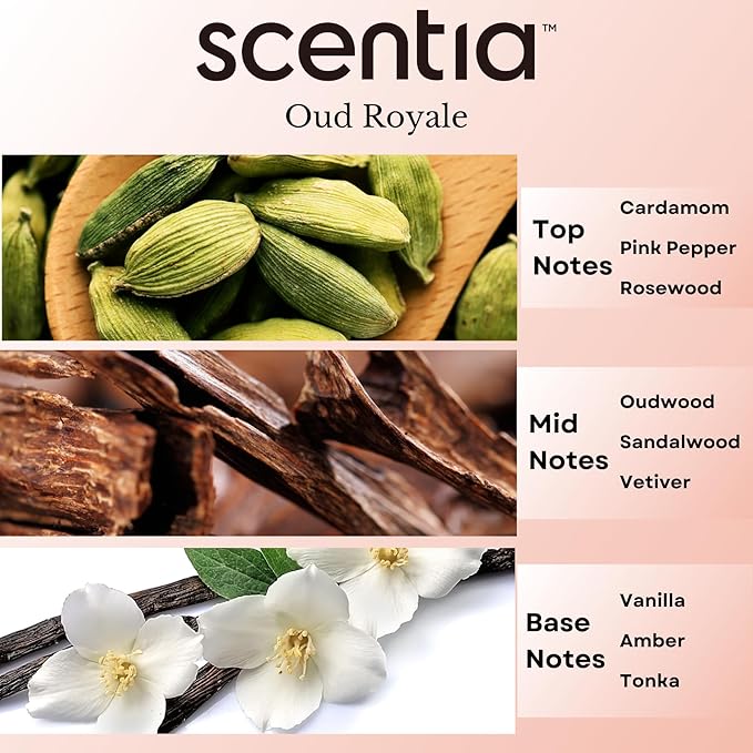 Scentia Oud Royal Hotel Diffuser Oil 20 ml | Oud Royal for Scent Diffuser | Luxurious Aroma, Niche Scent, Cardamom, Rosewood & Oud | 20ml Aromatherapy Fragrance - Thanksgiving & Holiday Gift