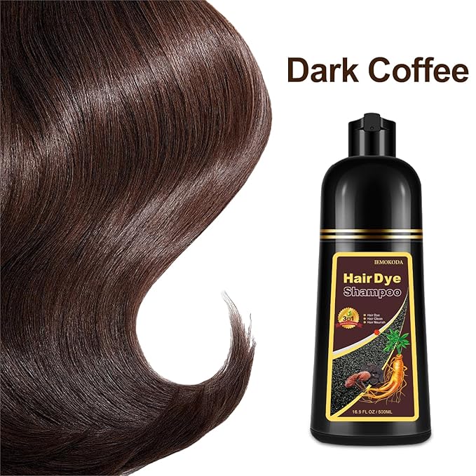 Dark Coffee Hair Dye, Hair Dye Shampoo for Women & Men, Color Shampoo Hair Dye, Shampoo Para Pintar El Cabello 16.9 Fl Oz, Safe and Natural Champu Para Canas (Dark Coffee)