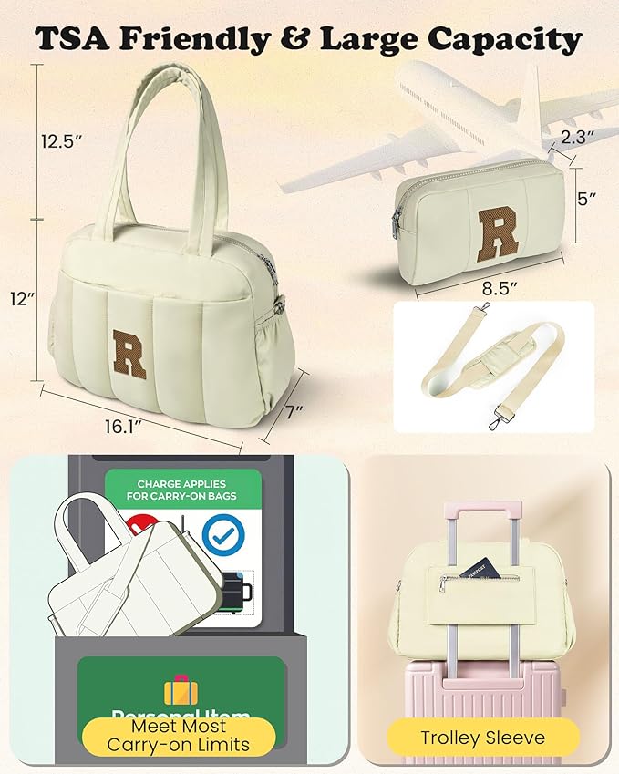 Teenage Girl-Birthday Gifts for Her-Duffle Bag for Travel Women, Travel Bags，Initial Overnight Bag with Wet Pocket，Lightweight Weekender Bags Personalized Gym Tote with Makeup Pouch