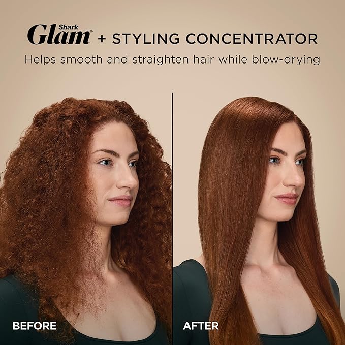 Shark Glam Ceramic & Powerful Air Styling & Drying System, with Silki Straightener & Shark Glossi Air Glosser, for Drying, Curling, Straightening & Glossing, Gold, HD6051S (Straight & Wavy Hair)