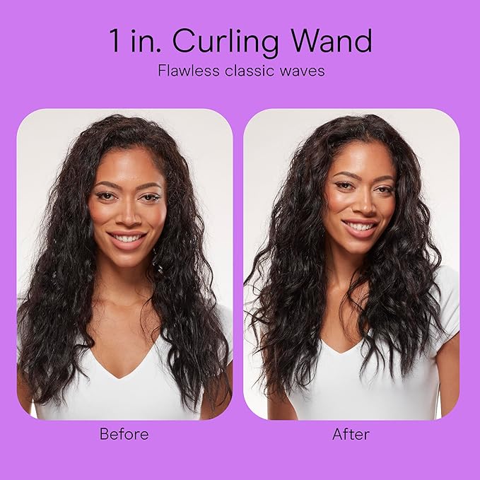 Conair Double Ceramic 1-Inch Curling Wand, Produces Flawless Waves, Curling Iron for Use on Medium and Long Hair, 30 Heat Setting Curling Iron, White