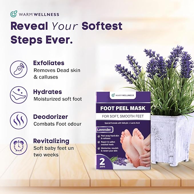Foot Peeling Mask – Lavender Exfoliating Treatment Booties for Callus Removal & Renewal of Dry, Cracked Feet – Dermatologist-Inspired Moisturizing Spa Therapy for Men & Women (Lavender 2 Pairs)