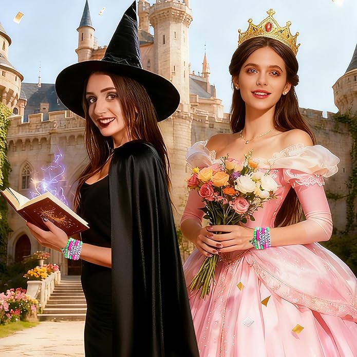 Wicked Friendship Bracelet for Women Magic Wand&Witch Hat Beaded Stretch Bracelet Wicked Gifts Fans Party Dress Costume Accessories