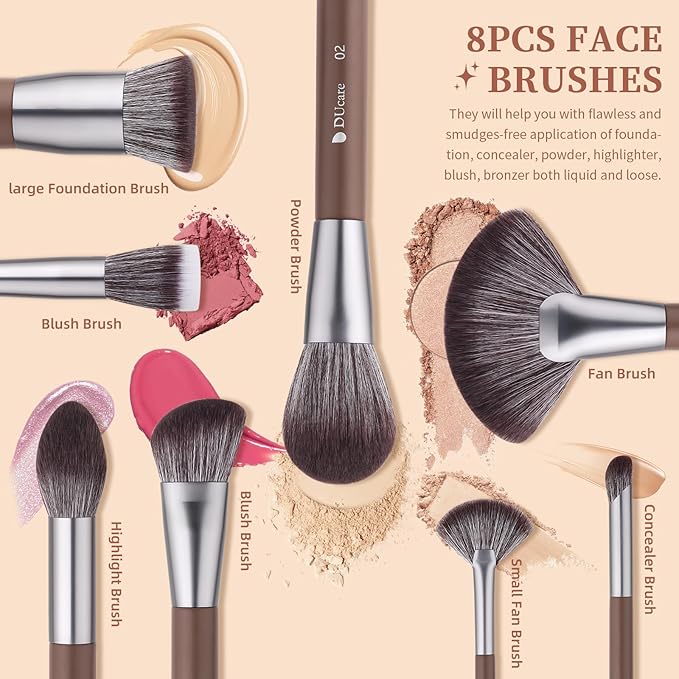 DUcare Makeup Brushes Professional with Bag 22Pcs Makeup Brush Set Premium Synthetic Kabuki Foundation Blending Brush Face Powder Blush Concealers Eye Shadows with Case