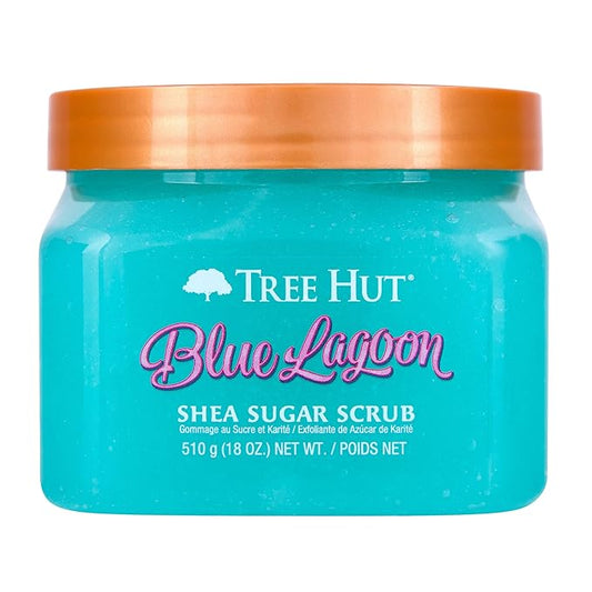 Tree Hut Blue Lagoon Shea Sugar Scrub, Exfoliating, Hydrating & Moisturizing Body Scrub with Shea Butter & Nourishing Essential Oils, Smooth & Soften Skin, 18 oz