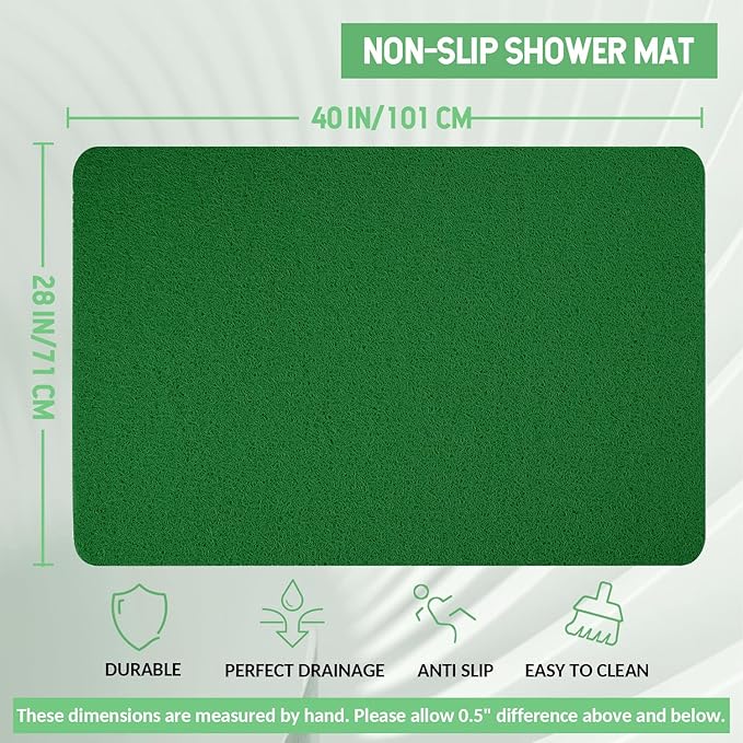 Non-Slip Bathtub Mat, Anti Slip Shower Mat, Fast Drying Bathtub Mats, Foot Scrubber Mat, Anti Slip Mat for Tub, Floor, Bathroom, Kitchen, Home, Hotel (Dark Green 40"×28")