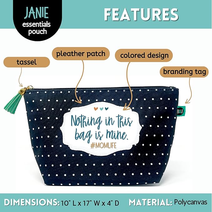 Brooke & Jess Designs Mom Life Funny Pouch Gifts for Women Dotted Makeup Bags Cosmetic Bag Travel Toiletry Makeup Pouch Bag with Zipper Best Birthday Just Because Gifts