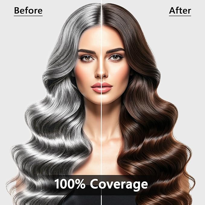 Dark Brown Hair Dye Shampoo 3 in 1, Herbal Ingredients Hair Color Shampoo for Cover Grey Hair, Hair Dye for Men and Women