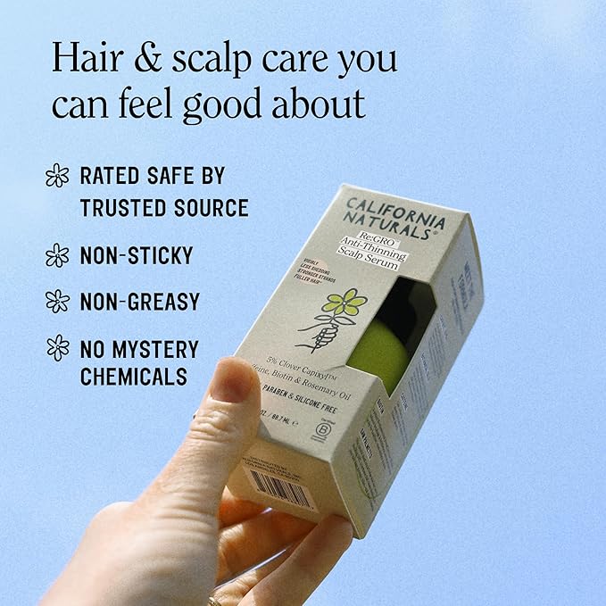 California Naturals Women's Re: Gro Anti-Thinning Scalp Serum, 5% Capixyl with Biotin, Caffeine & Castor and Rosemary Oil, Non-Sticky Cooling Formula, Vegan & Cruelty Free, 3oz