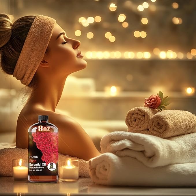 Rose Essential Oil, Rose Oil 8 Fl Oz 240ML for Diffuser Humidifier Yoga Cleaning DIY Candle Soap Making Perfume Gift for Women Essential Oils