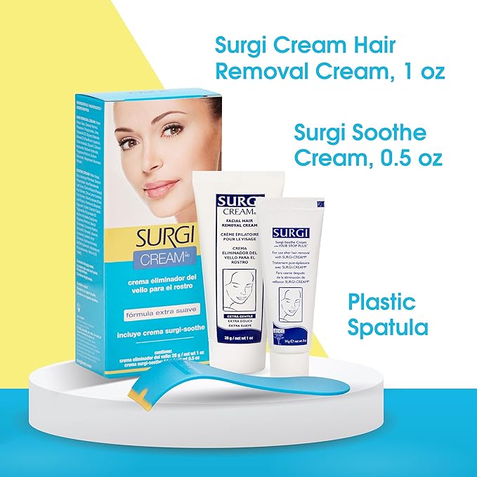 Surgiwax Facial Hair Removal Cream for Women – Depilatory Cream for Face, Neck, & Sensitive Skin, Professional Hair Remover, 1 oz
