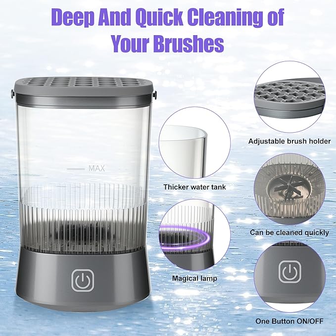 Electric Makeup Brush Cleaner, Auto-Rotating Brush Cleaner for Deep Cleaning, One-Click Operation Automatic Spinning Cosmetic Brush Cleaner, Suitable for All of Makeup Brushes