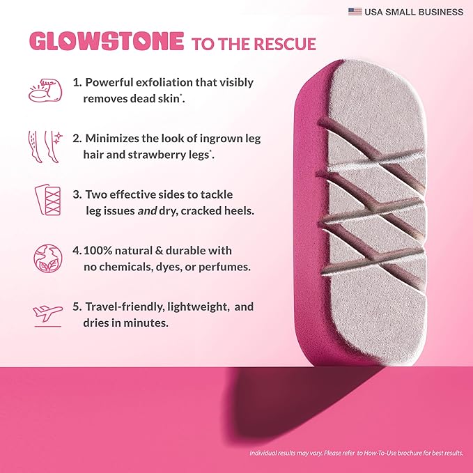 GET EVEN LEG SCRUB: 2-Sided Strawberry Legs Treatment, Ingrown Hair Exfoliator, Dead Skin Scrubber & Exfoliating Body & Foot Scrub For Dry Skin and KP | Glowstone