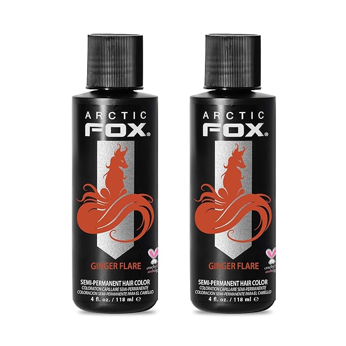 Arctic Fox Semi-Permanent Hair Dye, Vegan & Cruelty-Free, Vibrant Orange Ginger Flare, Ammonia-Free, Peroxide-Free, Conditioning Color, For All Hair Types, 4 Fl Oz (Pack of 2)