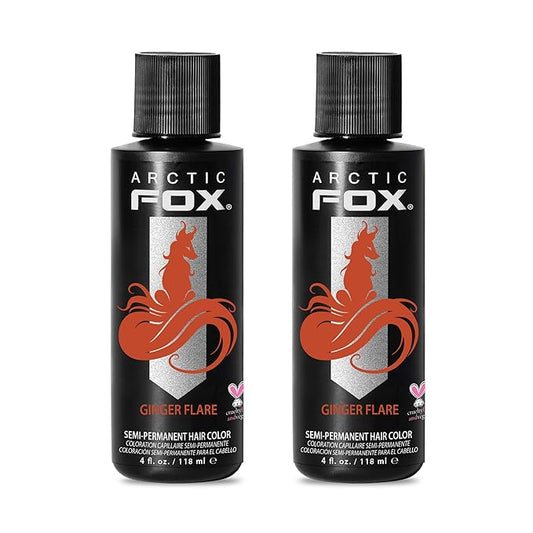 Arctic Fox Semi-Permanent Hair Dye, Vegan & Cruelty-Free, Vibrant Orange Ginger Flare, Ammonia-Free, Peroxide-Free, Conditioning Color, For All Hair Types, 4 Fl Oz (Pack of 2)