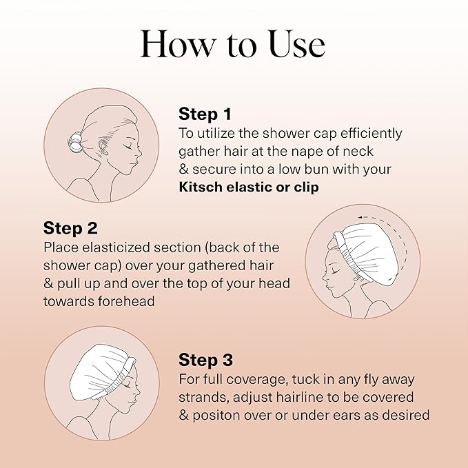 Kitsch Luxury Shower Caps for Women Reusable Waterproof - Flexi Satin Lined, Large Wide Shower Cap for Women & Men, Adjustable, Stylish Hair Cap for Shower, For Long & Short Hair - Terracotta Checker