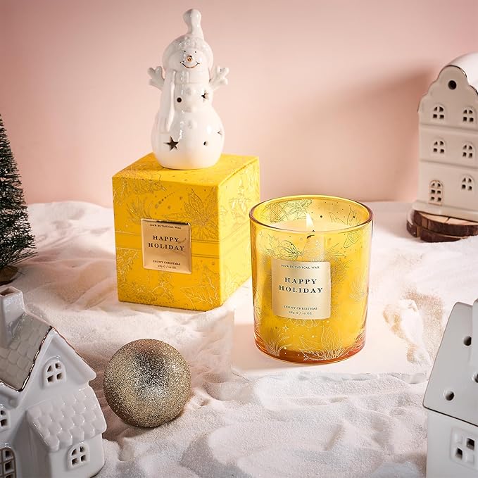 M&SENSE Holiday Scented Candle Gift for Women and Men - Snowy Christmas, 10 oz Soy Wax, Birthday, Holiday,Christmas, New Year Gift