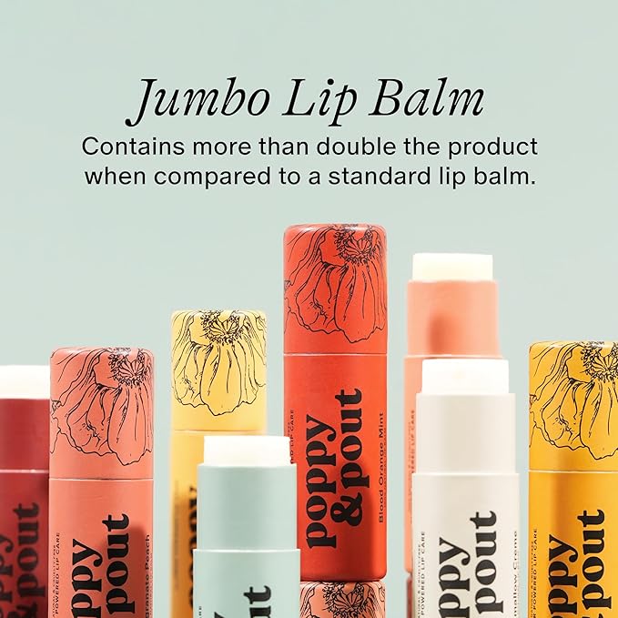 Poppy & Pout Lip Care Set | Lip Balm & Scrub | Sustainable Cardboard Tubes & Glass Jars, All Natural, Beeswax, Coconut Oil, Cruelty Free, Exfoliating & Moisturizing Lip Treatment (Lemon Bloom)