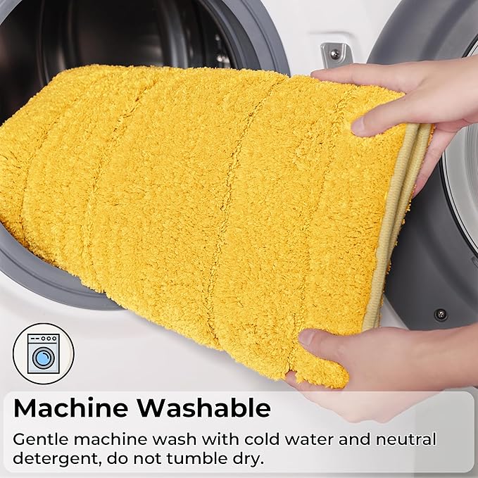 GRANNY SAYS Bathroom Rugs Sets 2 Piece,Soft Bath Mats for Bathroom, Bath Rugs Non Slip Washable, Absorbent Bath Rug for Tub, Shower and Toilet, Bath Mat Set (Yellow, 20" x 32" + 16" x 24")