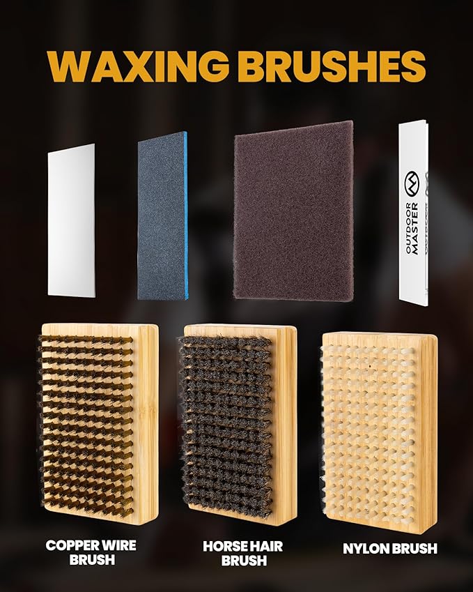 OutdoorMaster Ski Snowboard Tuning and Waxing Kit with Waxing Iron,Universal Wax,Edge Tuner,Brush,Wax Scraper,Ptex,Fixer Screw,Rubber Band