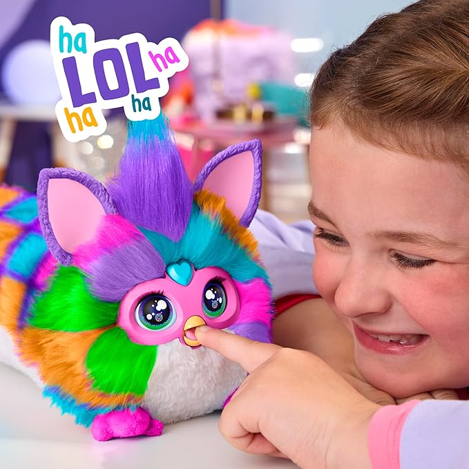 FURBY DJ Interactive Toy, Neon Star, Snuggly Electronic Plush, Music, Lights, Motion, & Games, Speaks English & Furbish, 32 in Long, 6+ Years (Amazon Exclusive)
