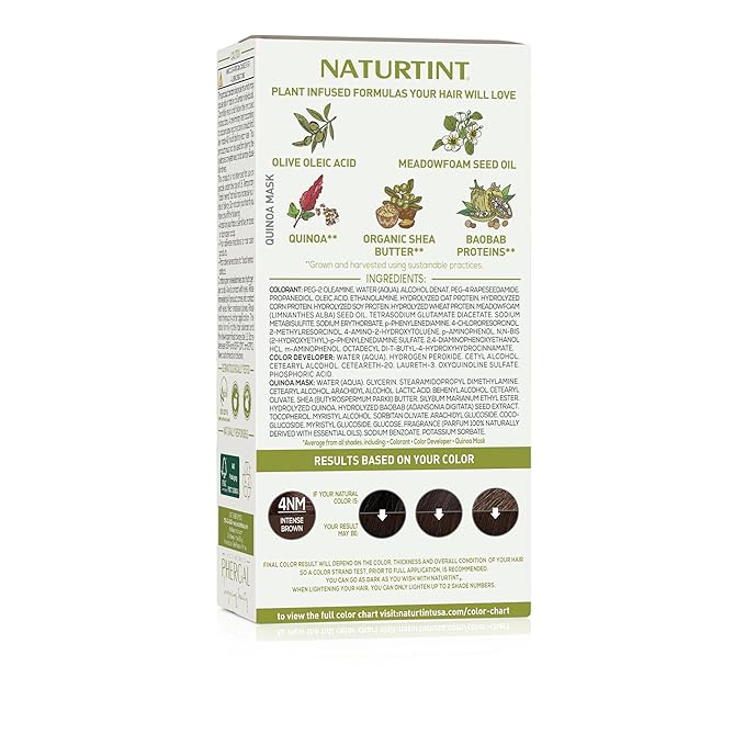 Naturtint 4NM Intense Brown Permanent Hair Color (Pack of 1), Ammonia Free, Vegan, Cruelty Free, up to 100% Gray Coverage, Long Lasting Results (Packaging may vary)